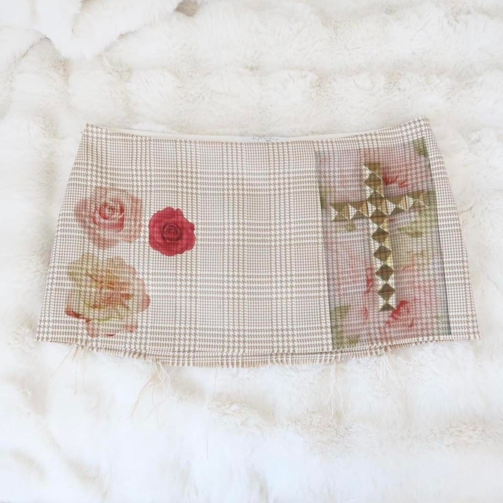 vintage l'academie plaid cross micro mini skirt size large